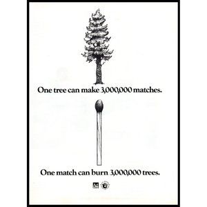 1985 Smokey Bear One Tree One Match Vintage Print Ad Prevent Forest Fires Photo